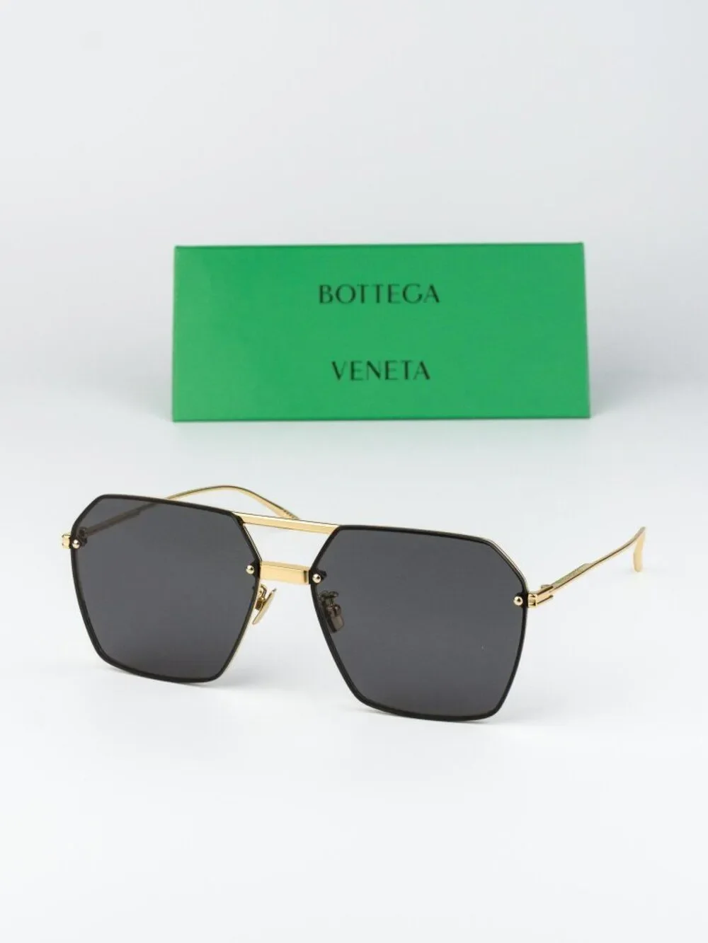 Bottega Veneta Men Sunglasses Gold Grey Pilot BV1045S 001 NEW AUTHENTIC